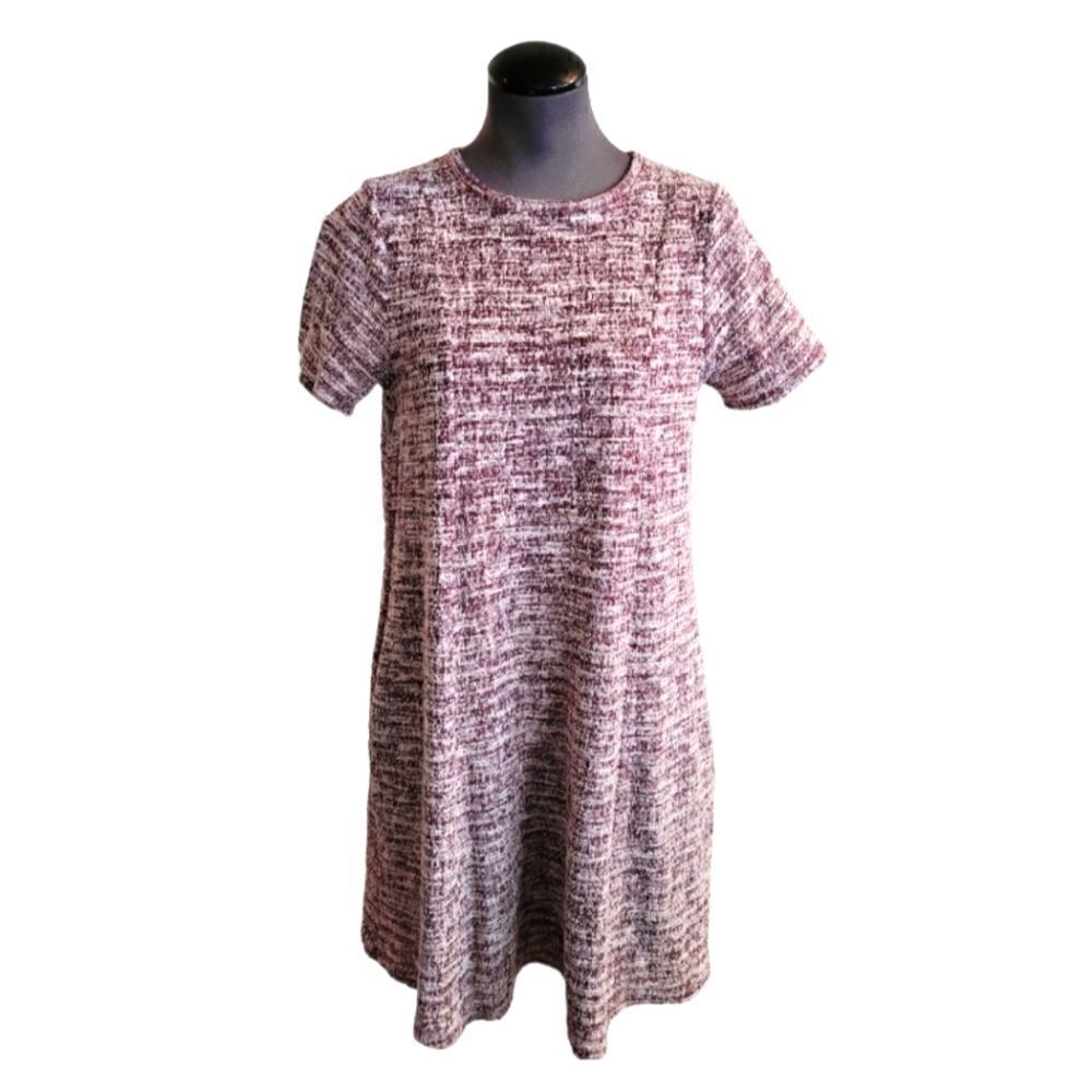 EC ORANGE CREEK BURGUNDY AND WHITE A-LINE DRESS WITH POCKETS SZ.M